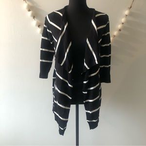 Pink Rose Knit Black and White Striped Cardigan Women's Small